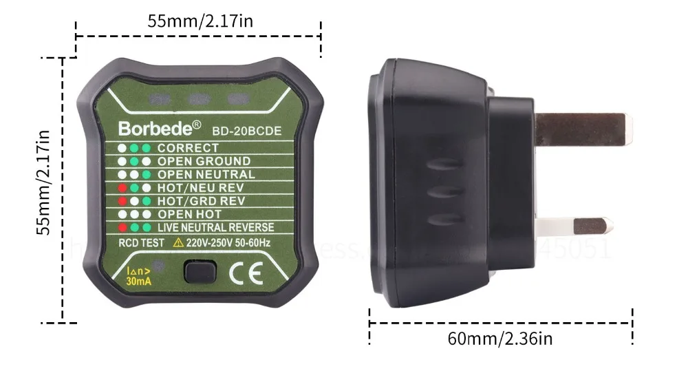 Тест на розетку Borbede er GFCI тест на розетку er автоматический детектор полярности электрической цепи питания тест на утечку розетки
