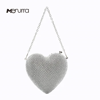 

Heart Shaped Tassel Women Messenger Bags Finger Ring Diamonds Small Purse Day Clutches Handbgas For Party Dinner Wedding