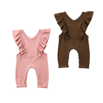 

Kids Baby Girl Cotton Knitted Pleated Romper Toddler Ruffles Sleeveless Princess Sunsuit Overalls Jumpsuit Rompers Clothes