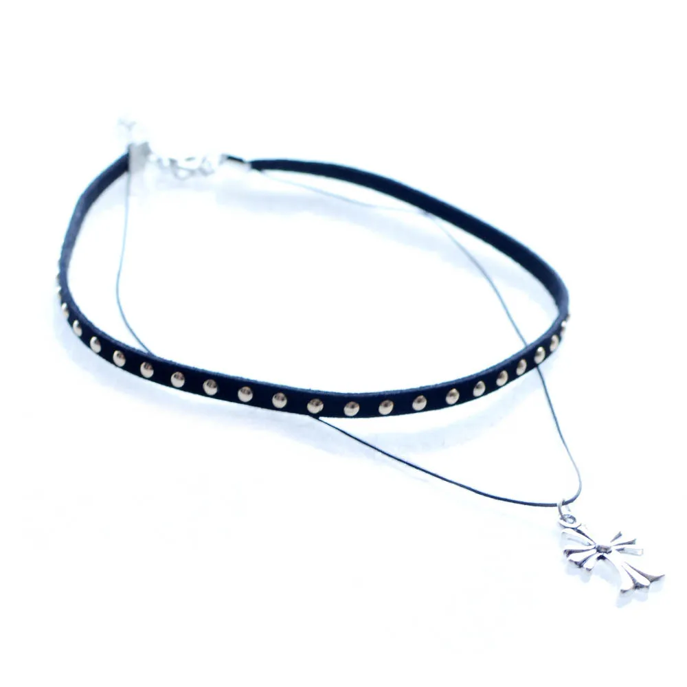 Новый Многослойные кожа velvet choker chockers ожерелья женщины черный многослойные
