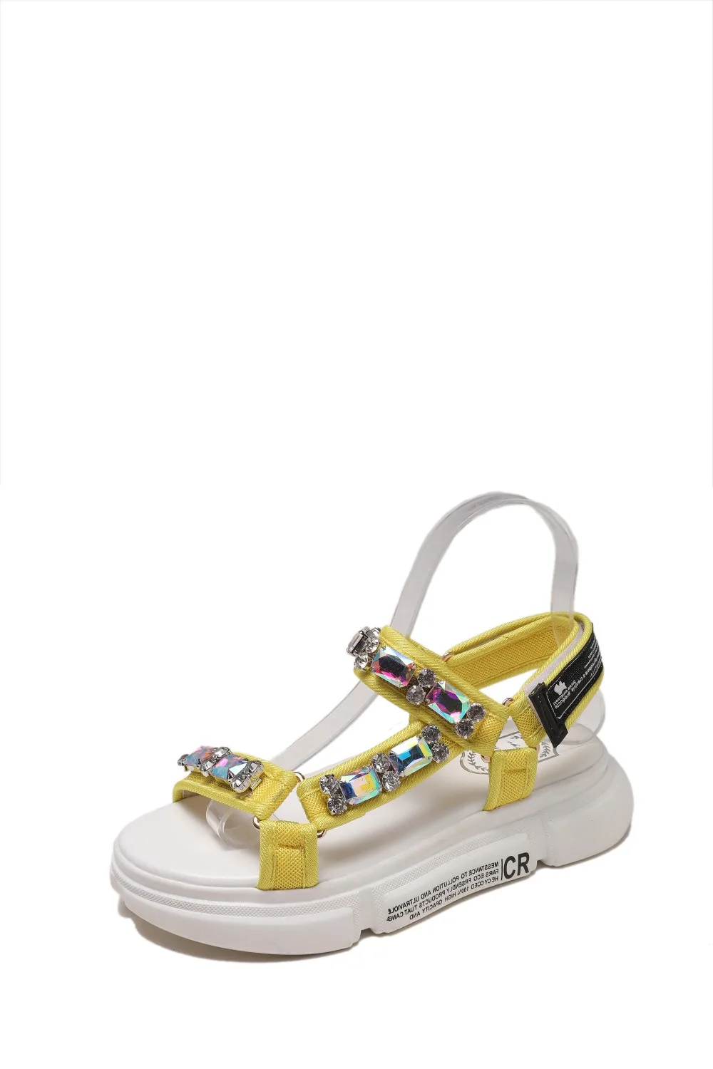 Г. Модные женские Босоножки с открытым носком дышащая удобная цепочка с камнем Женская прогулочная обувь летние сандалии на платформе для девочек на плоской подошве