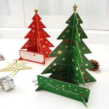 

Creative 3D Christmas Tree Cards Gifts Merry Christmas Xmas Blessing Card for New Year Gift