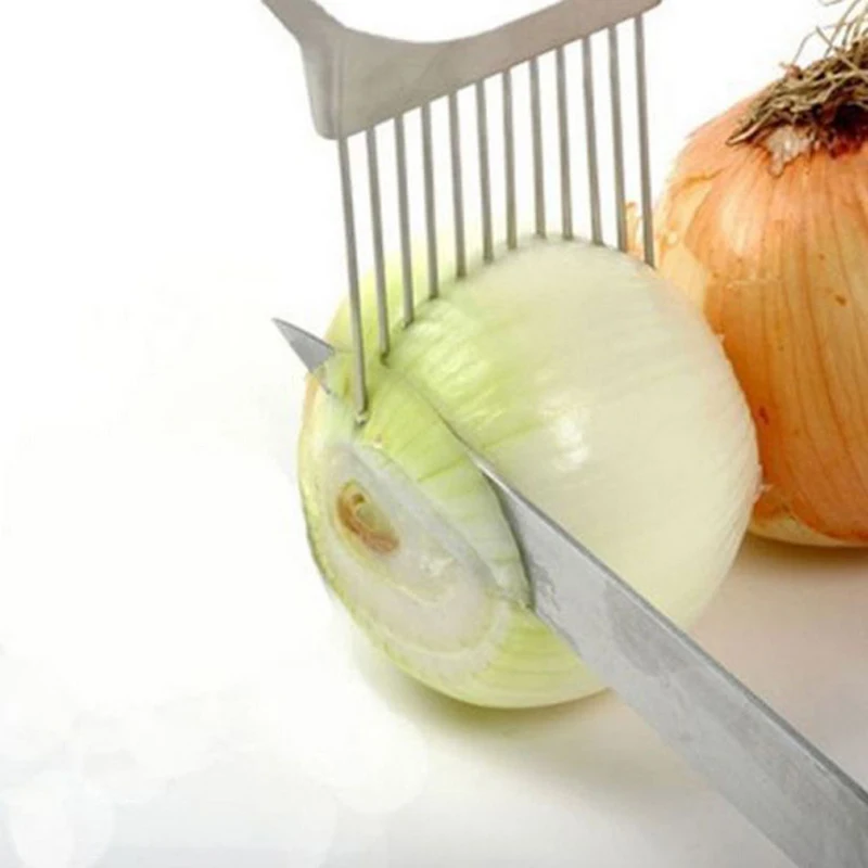 Кухонные гаджеты удобный держатель для лукорезка из нержавеющей стали для картофеля томатов механический нож для резки ломтиками овощей и фруктов резак безопасные инструменты для приготовления пищи