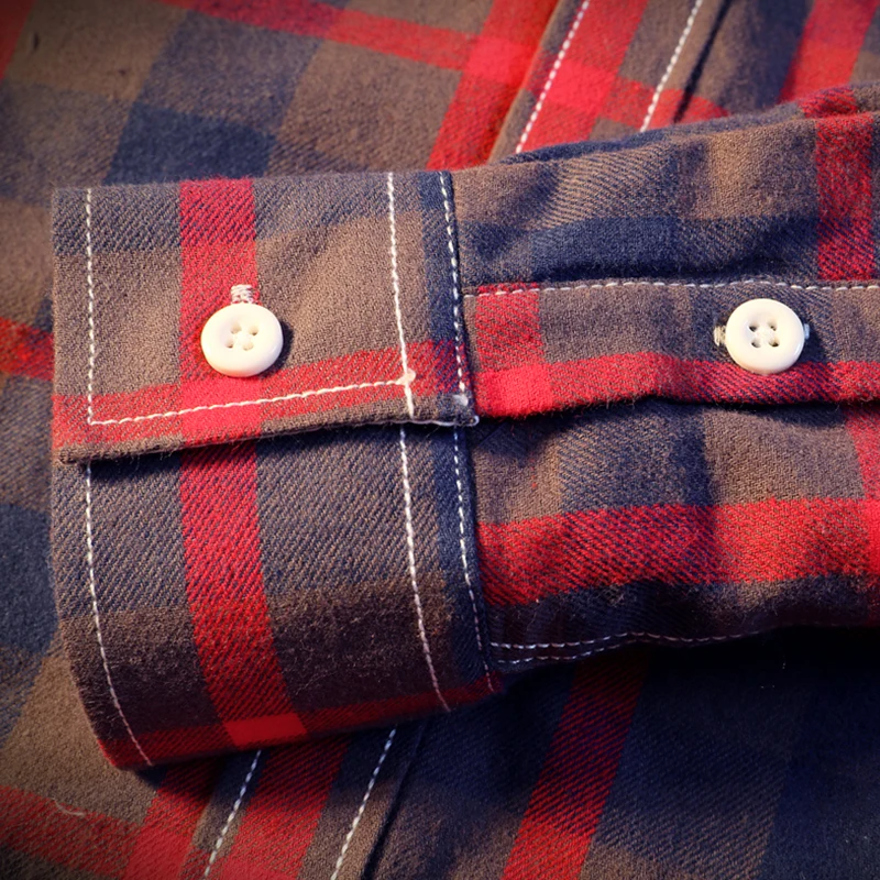 Camisa Masculina Shirt Men Plaid Flannel Shirts Mens Casual Autumn Winter Spring Thick Warm Fleece Cotton Long Sleeve Shirt 5XL