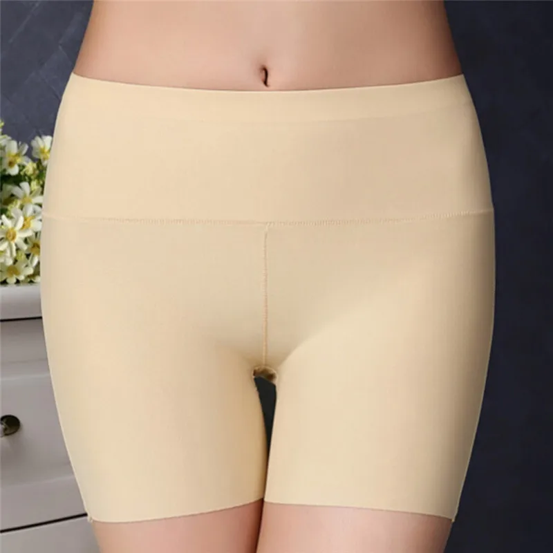 

Seamless Ice Silk Safety Pants Shorts Boxer High Waisted Pants Femme Briefs Summer Panties Women Underwear