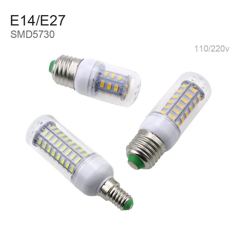 E14 светодиодный светильник Кукуруза лампы E27 5 Вт 7 12 15 18 20 5730SMD 24 36 48 56 69 72 s 220 В