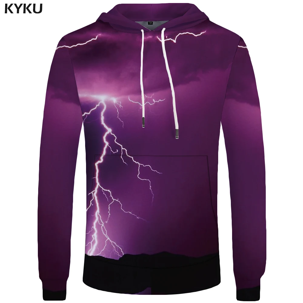 KYKU Brand Lightning Hoodie Men Purple Long Space Hood Mountain ...