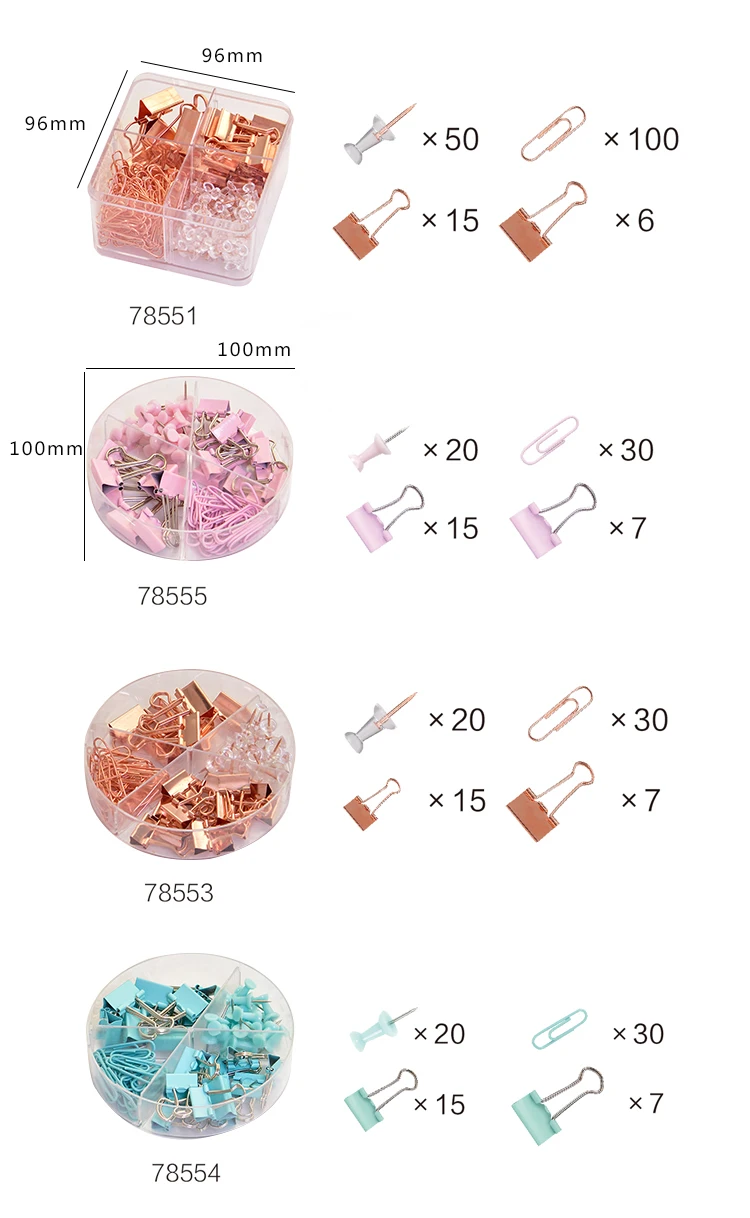 1 упаковка, розовое золото, Офисная комбинация, нажимная булавка, бумажный зажим, держатель билета, настольный гаджет, металлический многофункциональный зажим Deli 78551