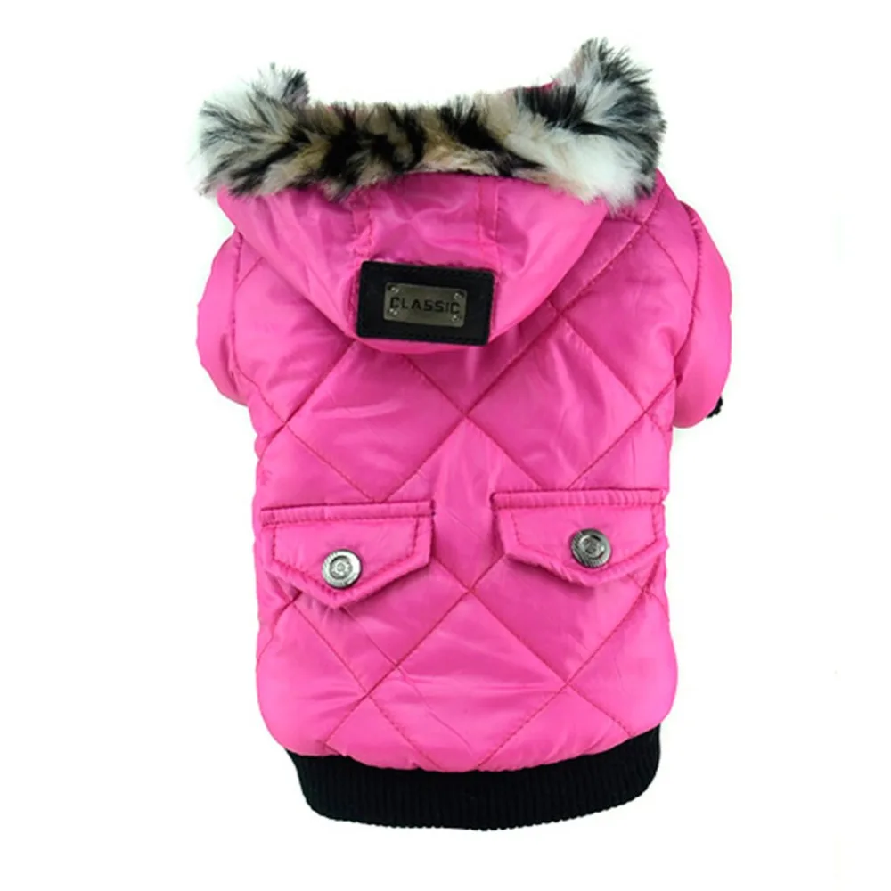 Winter Dog Cloth Large Puppy Dog Cute Warm Coat Dog Jacket with Fur Cap Hat Dog Hoodies Jacket Costume French Bulldog Chihuahua