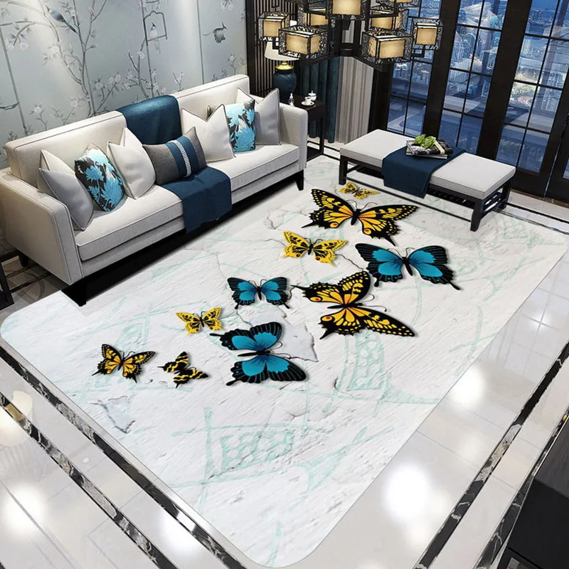 Современные 3D ковры с принтом бабочки для гостиной, домашний декор, мягкие коврики для спальни, ковер и ковер, ТАПИС салонный