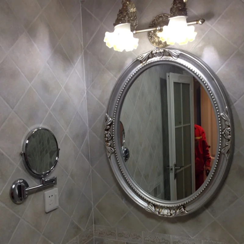 62 см x 80 см Ретро Скандинавское Европейское зеркало для ванной, Американское Зеркало для ванной, декоративное туалетное Настенное подвесное косметическое настенное зеркало