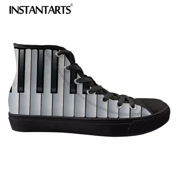 

INSTANTARTS 2019 Women Men Walking Shoes Piano Keyboard Pattern Male Sports Shoes High Top Canvas Shoes Light Lace Up Sneakers