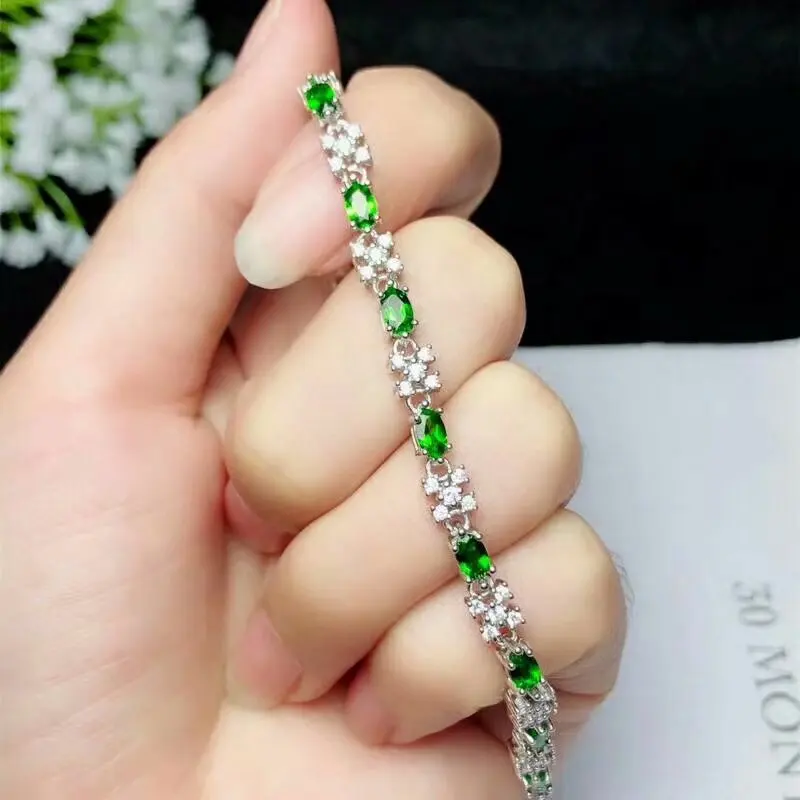 

shilovem 925 sterling silver Natural diopside link Bracelets fine Jewelry women trendy wedding wholesale new bl030501agt