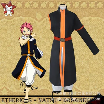 

nime Fairy Tail Cosplay Etherious Natsu Dragneel Third Generation Cosplay Costume Black Long Trench Halloween Party Suit Outfit