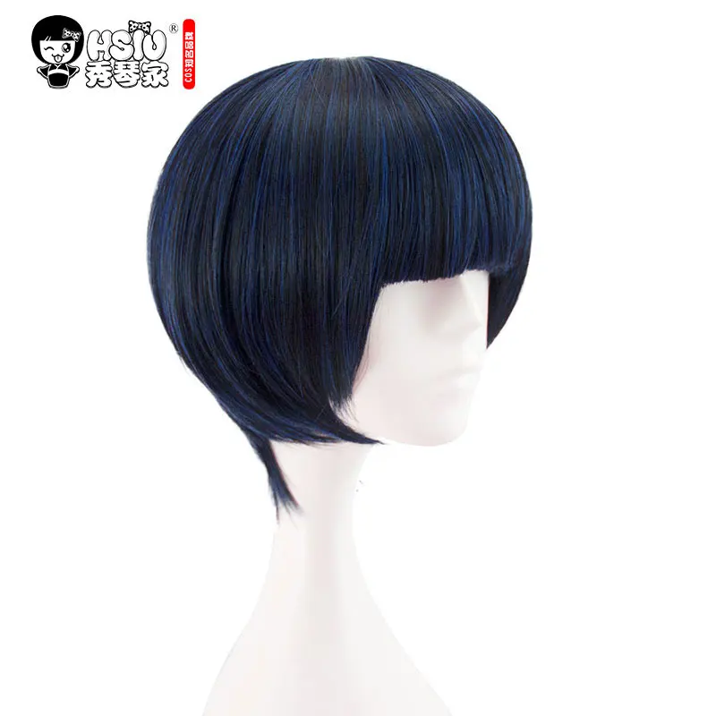 

HSIU High quality Anime game persona5 Tae Takemi Cosplay Wig Short Blue Black Mixed Costume Play Wigs Halloween Costumes Hair