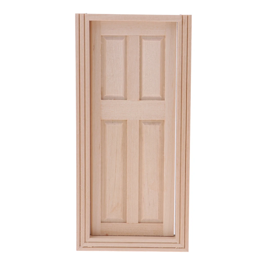 1/12 Dollhouse Miniature Wooden External 4-Pane Double Door Unpainted DIY