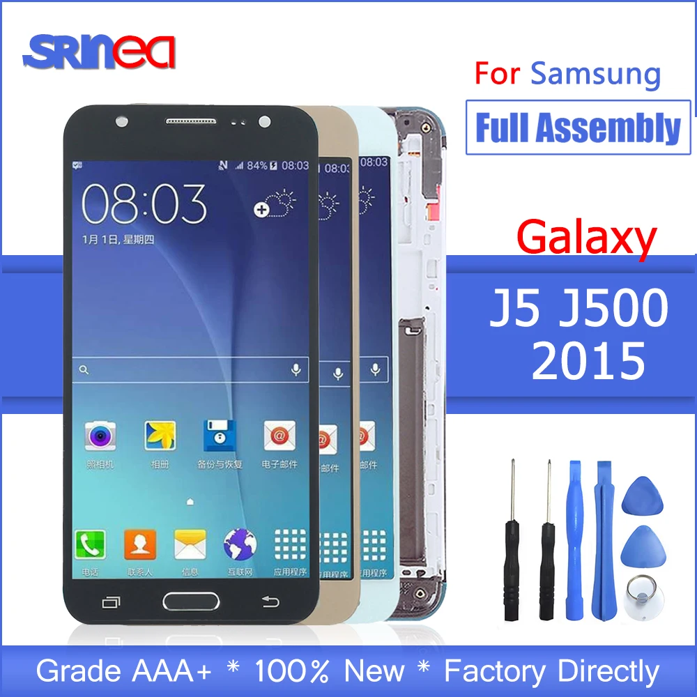 

LCD For Samsung Galaxy J5 2015 J500 J500F Adjustable Backlight J500H J500FN Touch Screen LCD Display Assembly With Frame Tools