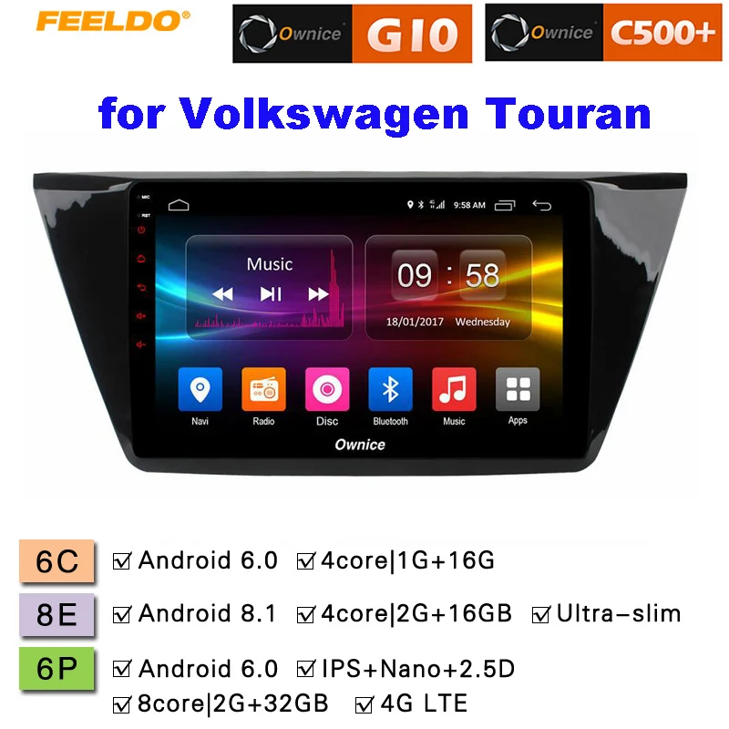 

FEELDO 10.1" Android 6.0 4-Core/DDR3 1G/16G/Support 4G Dongle Car Media Player With GPS/FM/AM RDS For Volkswagen Touran 2016