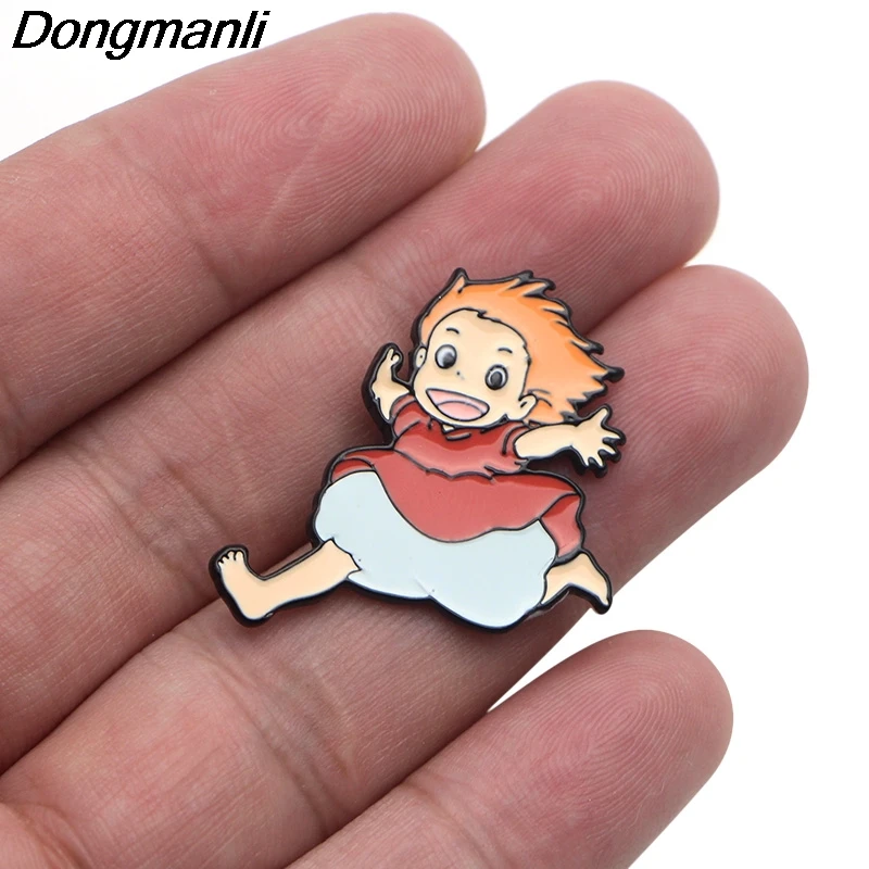 P3770 Dongmanli Мода Kawaii Ponyo металлические эмалированные броши и булавки для нагрудного штыря значок для рюкзака подарки воротник ювелирные изделия