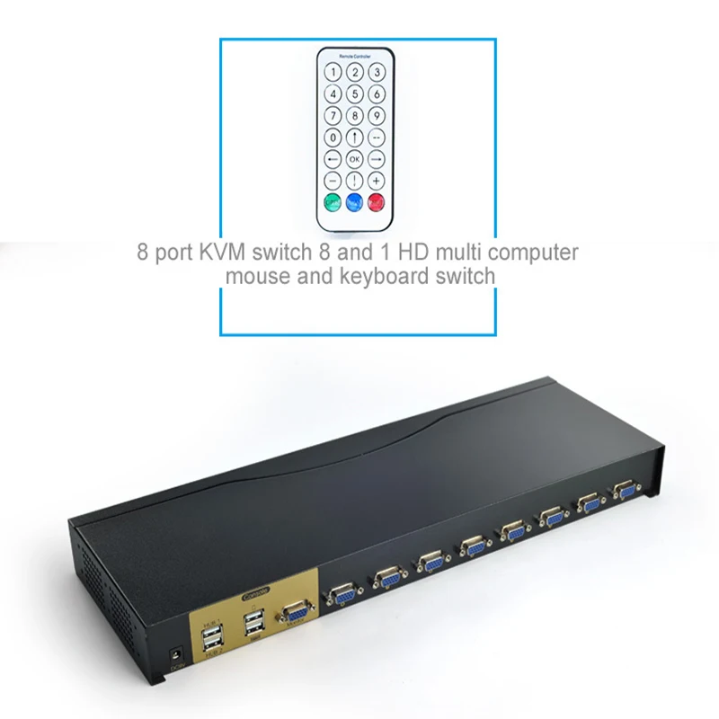 

Ingelon Original VGA KVM Switch 8in1 Smart Splitter 8 Ports with 8 Cable Kits Remote Control Full HD 1920*1440 vga Switcher