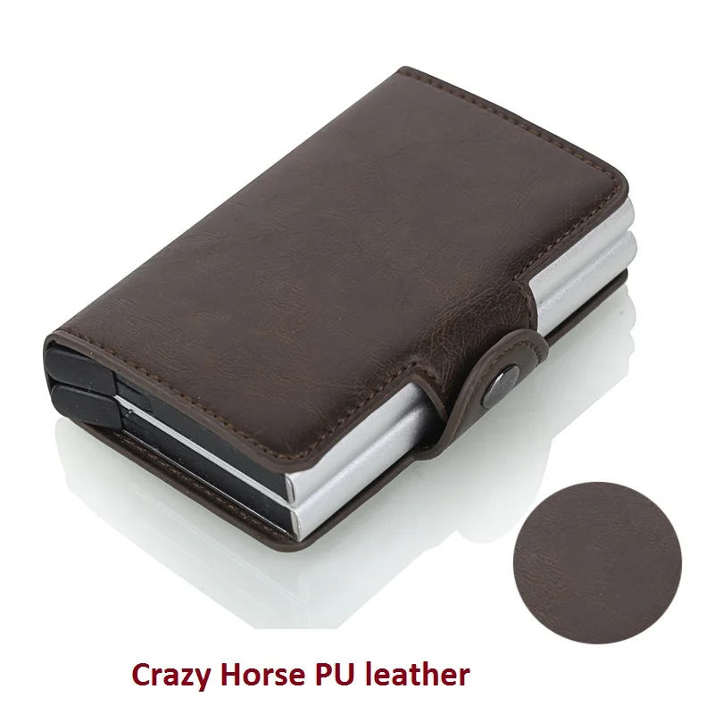 Визитница искусственная кожа Crazy Horse держатель для кредитных карт RFID двойная алюминиевая коробка чехол с зажимом для карт