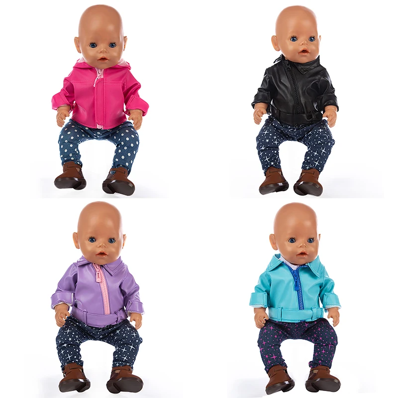 

New Leather Clothes Fit 17 inch 43cm Doll Clothes Born Baby Doll Accessories Suit For Baby Birthday Festival Gift