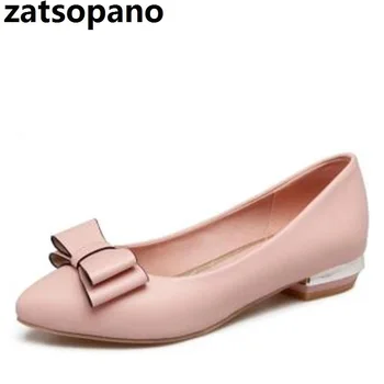 

Autumn 2019 New Sweet 2.5cm Low-heeled Single Shoe Woman Shallow Mouth Four Seasons Square-heeled Bow Shoe Large Size 31-43