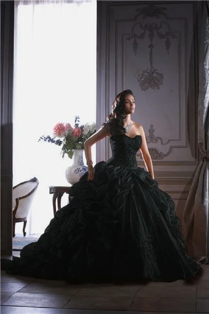 19735 Chaude Noir De Mariage Robe Halloween Robes De Bal De Mariage Gothique Princesse Chérie Décolleté Robe De Mariage Princesse Alibaba Chine