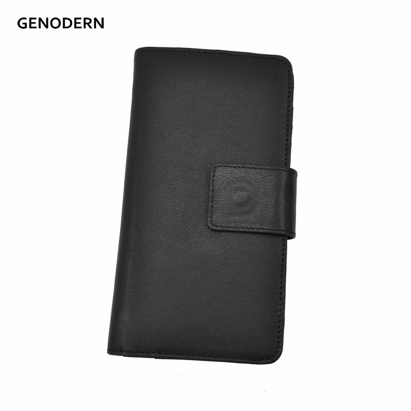 

GENODERN Genuine Leather Men Wallet with Multi Card Cases Black Long Male Wallet Clutch Purses Vertical Long Fashion Men Wallets