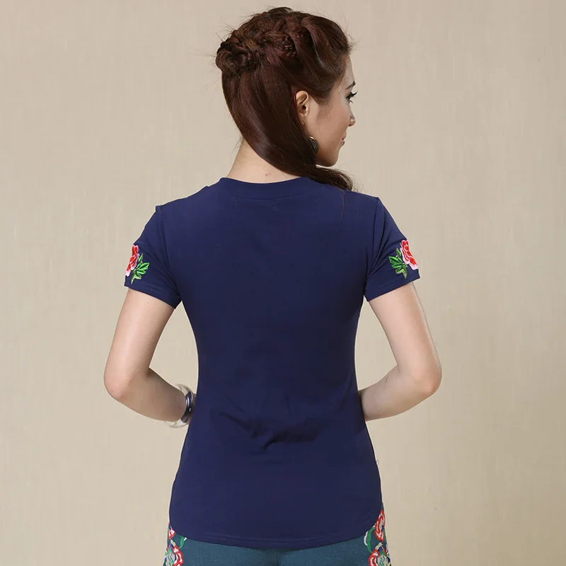 Новая этническая Туника Футболка для беременных женские топы мягкий хлопок вышивка китайский стиль женские футболки футболка femme плюс размер