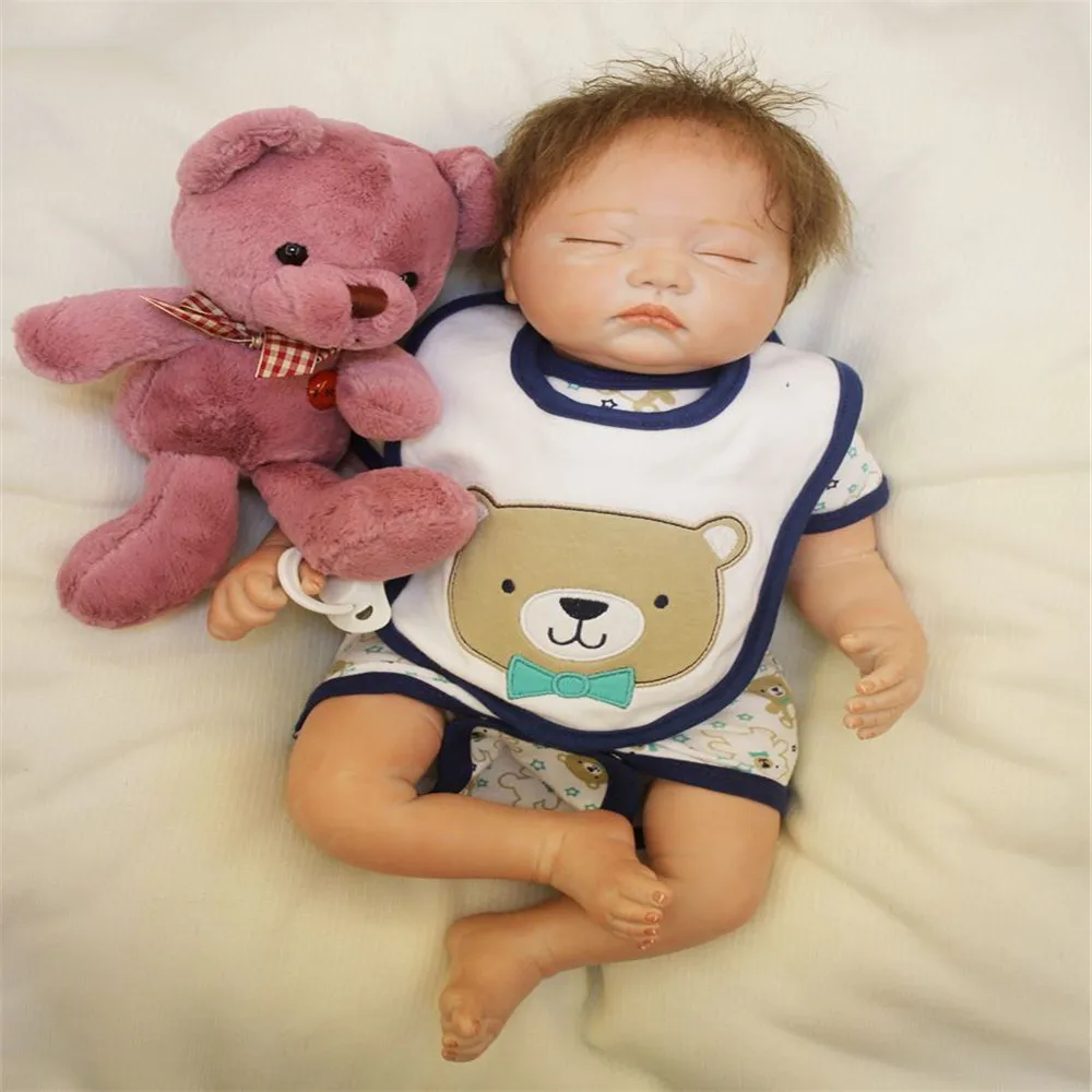 SanyDoll 20 дюймов 50 см силиконовые куклы для новорожденных милый костюм Спящая кукла