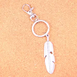 Модные брелок для ключей с перьями серебро шарнирная застежка-омар клипы Сумочка автомобилей прелести украшения для брелок для ключей