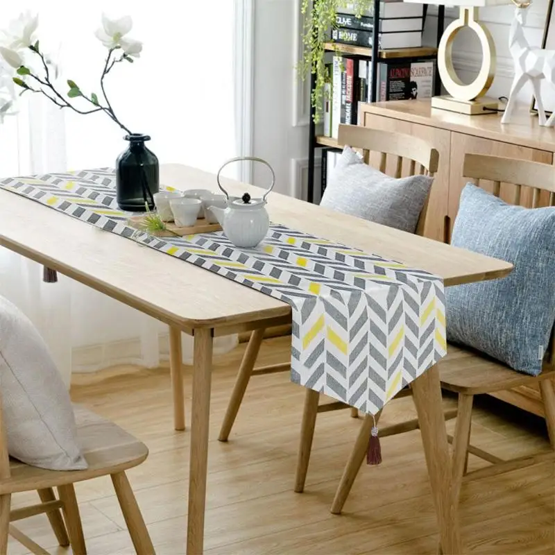 

Nordic Luxury Cotton Linen Tassel Table Runner Large Square Tablecloth TV Cabinet Cover Home Table Decor