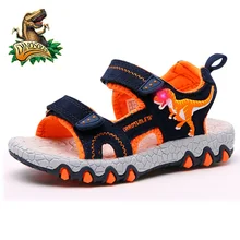 DINOSOLES Boys Sandals Light Up Kids Shoes Summer 3D Dinosaur Non-slip Causal Children Beach Shoes 2019 Casual Toddler Sandals