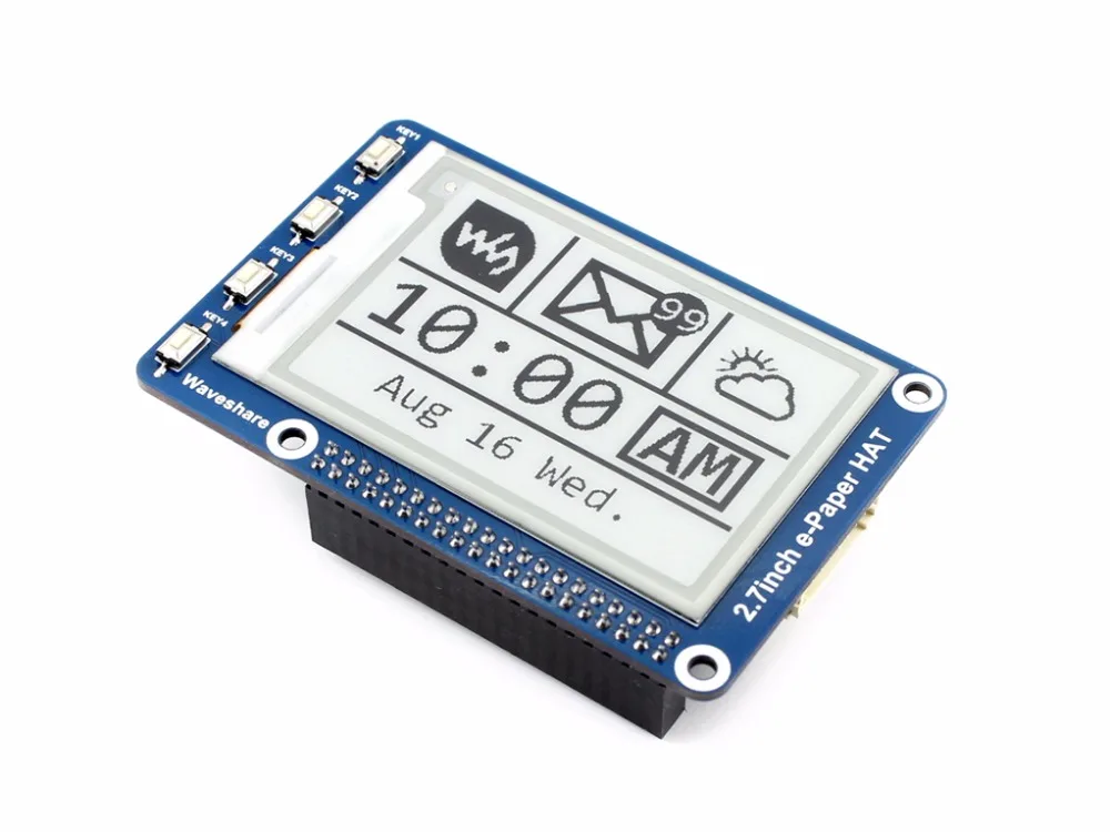 

Parts 2.7''e-paper,264x176,2.7inch E-Ink display HAT for Raspberry Pi 2B/3B/Zero/Zero W,Color:Black,White,SPI Interface,No Backl