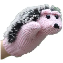 Kawaii 3D мультфильм животное Ежик дамские перчатки теплые вязаные женские варежки Зимние бархатные женские перчатки девушки вязаные перчатки