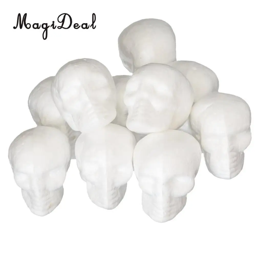 MagiDeal 10pcs 55mm Halloween Skull Polystyrene Foam Oraments DIY Crafts Handmade Materials 