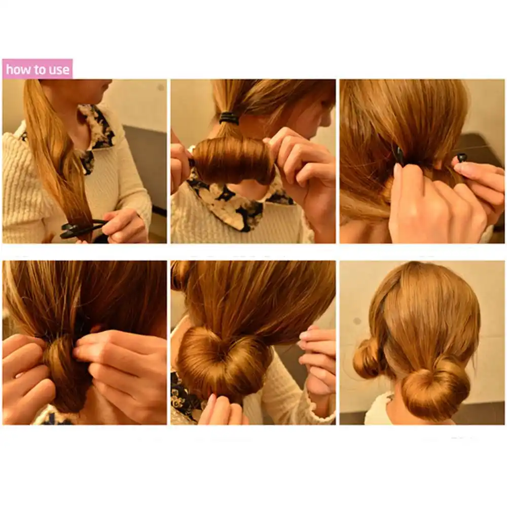 2pcs New Magic Hair Quick Maker Hair Band Bud Round Diy Updo Donut