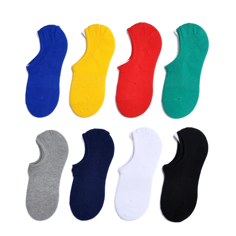 8 пар/лот мужские модные весенние летние хлопковые носки чистый цвет плюс размер невидимые лодочки носок с силиконовой нескользящей