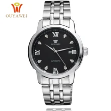 OUYAWEI Full Steel Mechanical Men Watches Brand Self Wind Water Resistant Man Wristwatch Fashion Luxury Business Clock 2019 binssaw men stainless steel watches mechanical wristwatches automatic self wind complete calendar water resistant clock brand