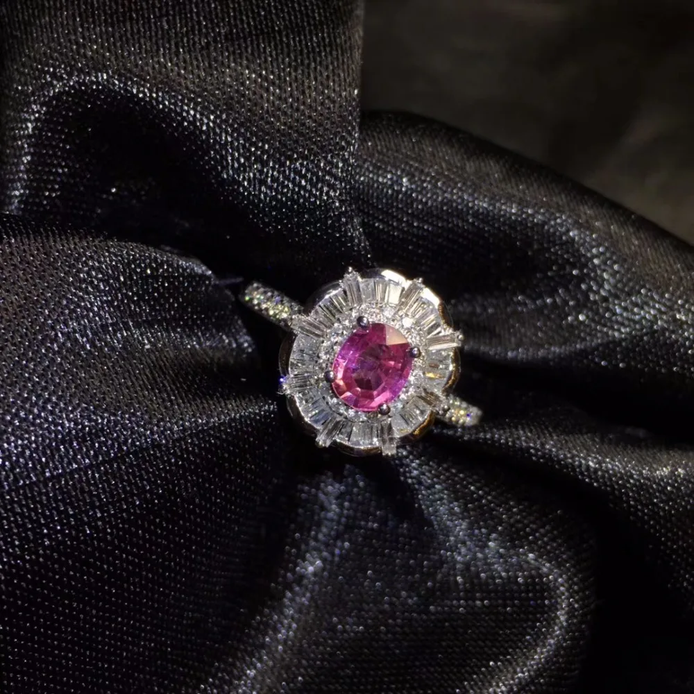 Fine Jewelry GFCO Настоящее 18K Белое Золото 100% натуральный нежаркий розовый сапфир 0 5
