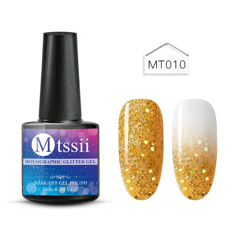 Mtssii 8 мл голографический Блеск УФ-гель для ногтей Platinum лак Радужный красочный мерцающий Маникюр УФ светодиодный лак для ногтей - Цвет: BS02966