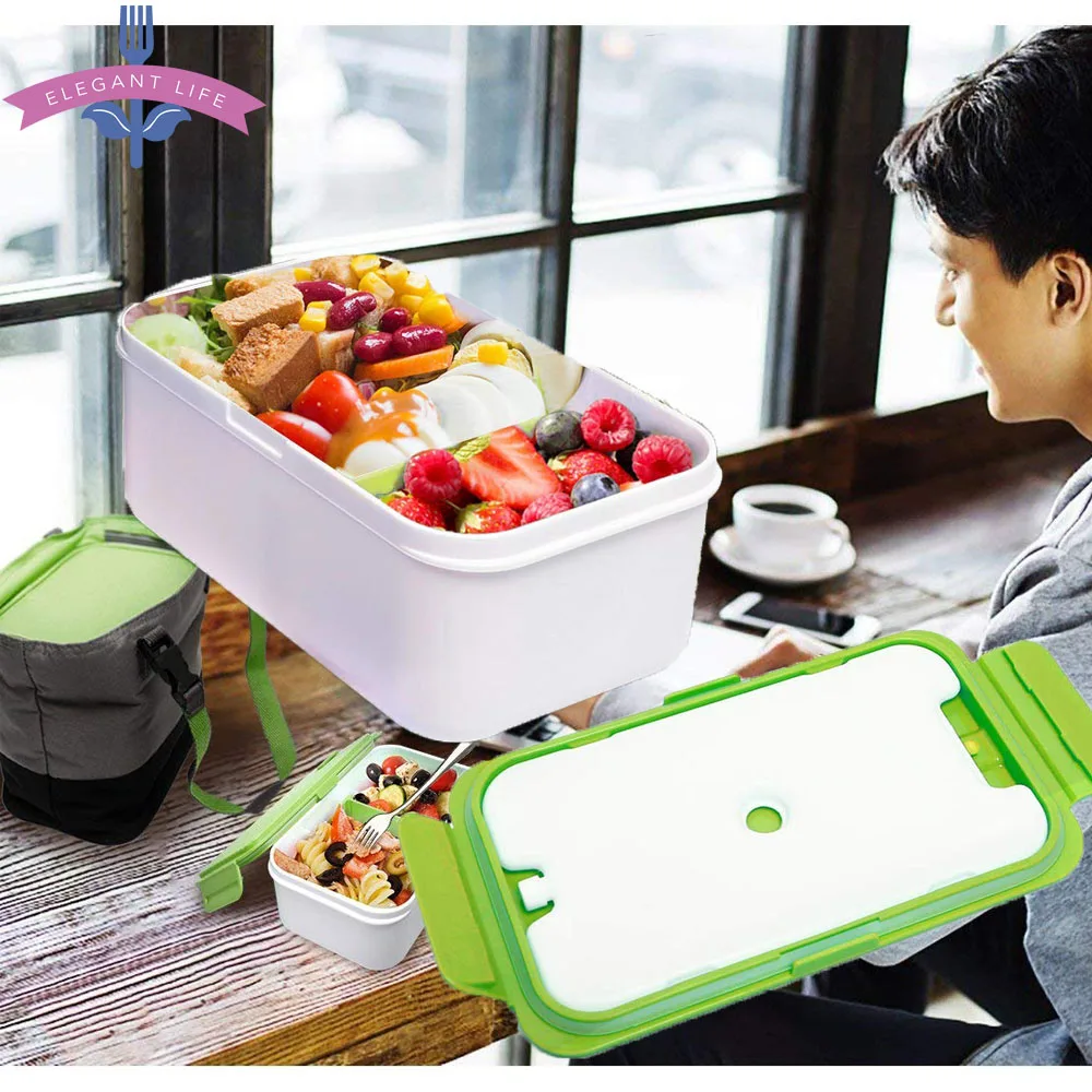 1400 мл японский Ланч Бокс Bento 2 сетки съемный коврик для льда микроволновая посуда