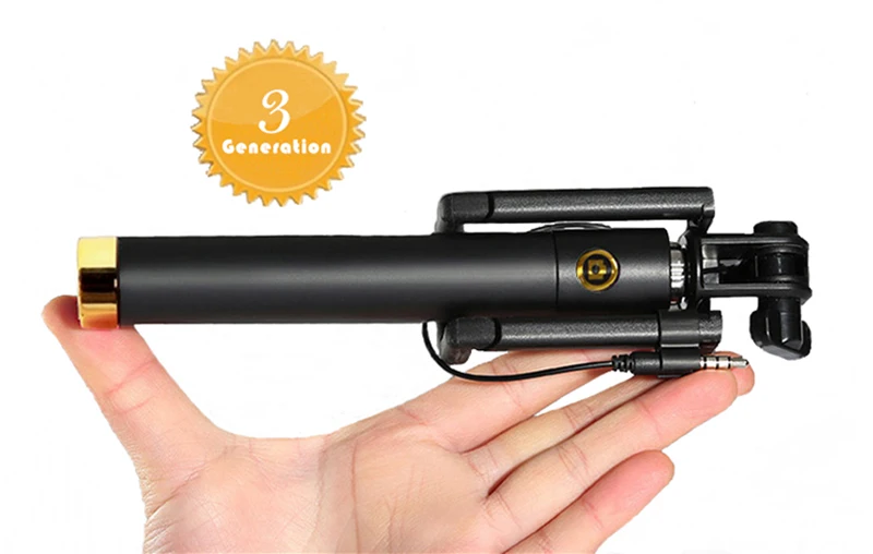 ManiFun Battery Free Selfie Stick Wired Extendable Monopod Cable Control Self-portrait for Android iPhone Samsung Xiaomi (4)