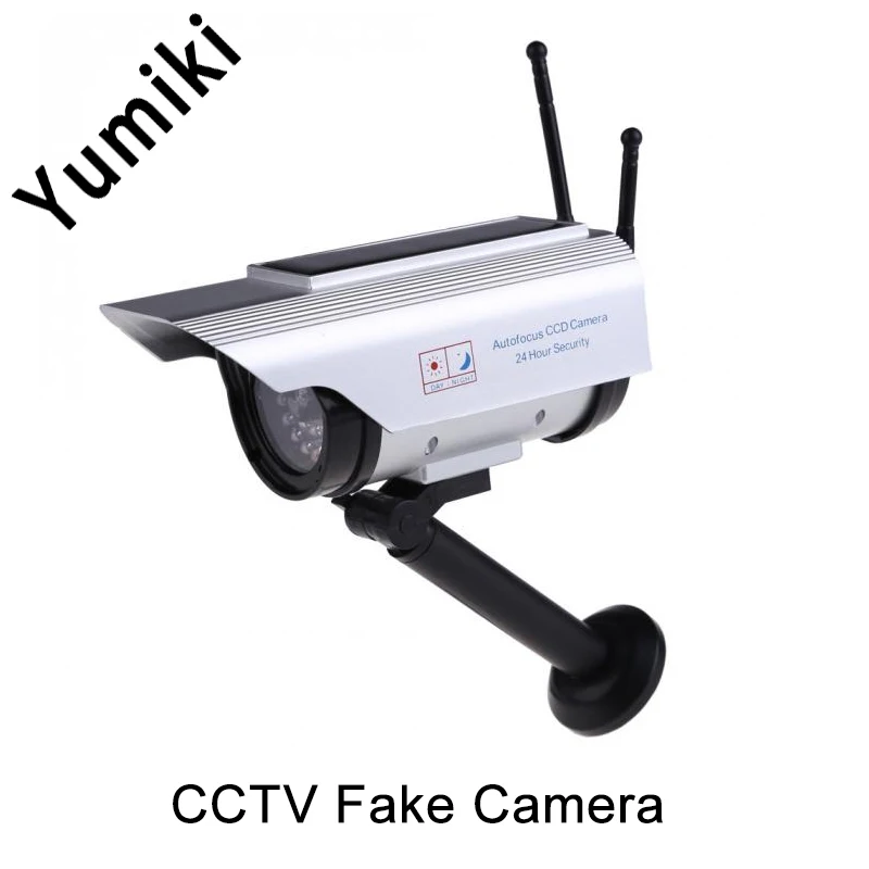 

Yumiki Outdoor Solar Power Fake IP surveillance camera Dummy Outdoor Security Home CCTV Camera Flashing LED light FC