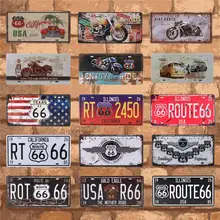 Carteles de hojalata Vintage Route 66 para matrícula de coche con placa de 15X30CM C10