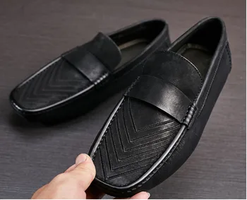 

Spring Autumn New Fashion Square Toes Solid Slip On Casual Genuine Leather Loafers Youth Trend Flat Retro Moccasin Gommino