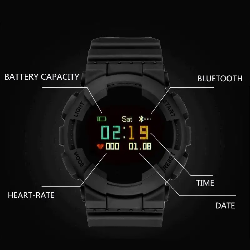 Водонепроницаемые умные спортивные часы с непрерывным сердечным ритмом MX G Shock Baby