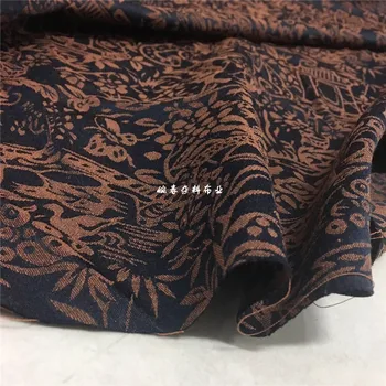 

free ship 100% viscose jacquard fabric navy background with tan color floral price for 1 meter