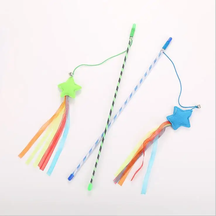 

New pet cat toy stars with velvet strip magic funny cat rod cat funny cat rod